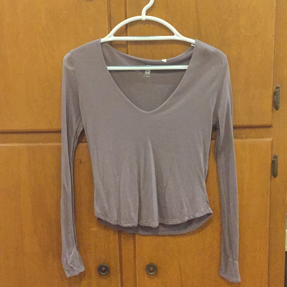 Purple long sleeve crop top